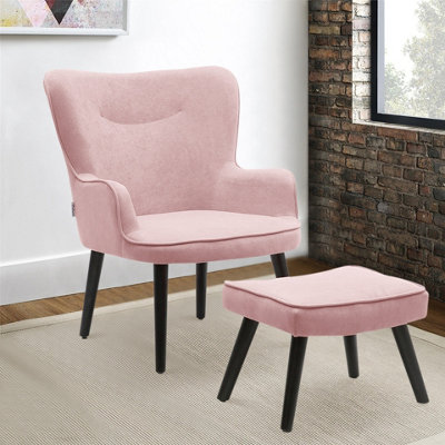 Pink chair outlet and footstool