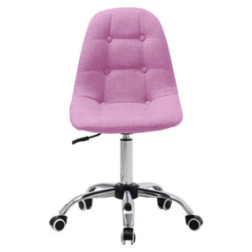 Livingandhome Pink Linen Swivel Adjustable Office Chair