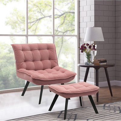 Livingandhome Pink Modern Lounge Chair And Footstool DIY at B Q