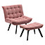 Livingandhome Pink Modern Lounge Chair And Footstool