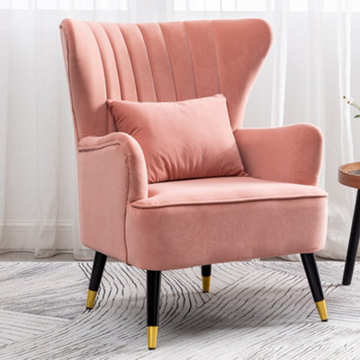 Pink velvet upholstered online chair