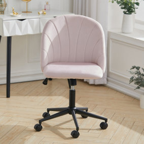 Livingandhome Pink Modern Velvet Upholstery Swivel Office Chair