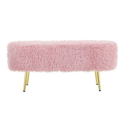 Pink fluffy online footstool