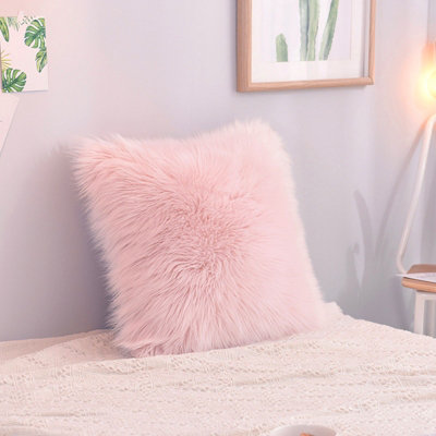 Light pink hotsell faux fur pillow