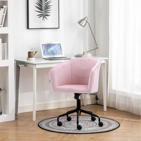 Livingandhome Pink Velvet Swivel Ergonomic Home Office Chair
