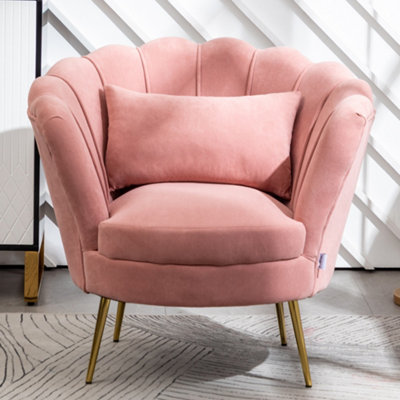 Pink velvet scallop outlet chair