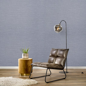 Livingandhome Plain 3D Striped Linen Fabric Effect Textured Wallpaper Roll 10m Grey
