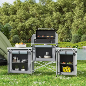 Livingandhome Portable Outdoor Camping Kitchen Stand Unit Storage 175cm W x 40cm D x 110cm H