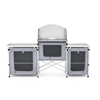 Livingandhome Dark Gray Camping Kitchen Table Portable Cabinet