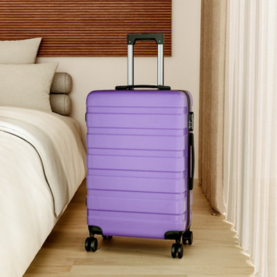 Livingandhome Purple Hardshell Rolling Luggage Trolley Travel Case