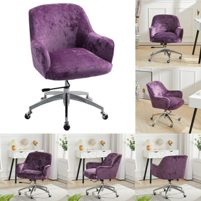 Purple velvet office online chair