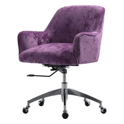 Livingandhome Purple Ice Velvet Swivel Home Office Chair Desk