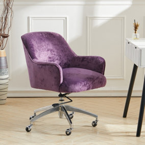 Livingandhome Purple Ice Velvet Swivel Office Desk Chair Height Adjustable