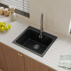 Livingandhome Quartz Undermount Kitchen Sink Single Bowl 550x490mm
