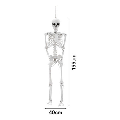 Amscan Life Size Poseable Skeleton Halloween Prop, 5’, White