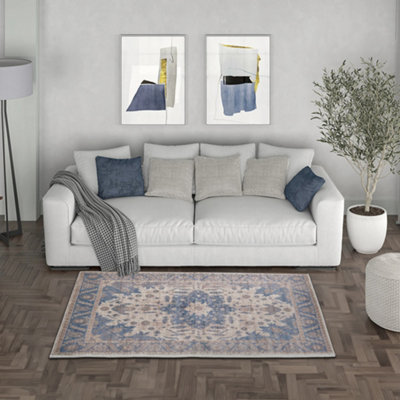 Livingandhome Rectangle Vintage Non Slip Floral Area Rugs Soft ...