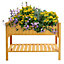 Livingandhome Rectangular Wooden Raised Garden Bed Outdoor Plant Box with Storage Shelf