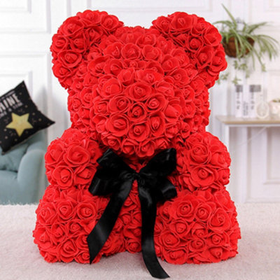 red rose with teddy