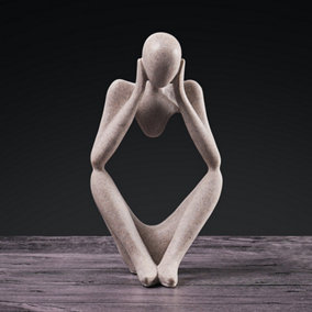 Livingandhome Resin Sculpture Art Abstract Meditator Statue Tabletop Woman Figurine