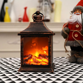 Livingandhome Retro LED Fireplace Lantern Fire Flame Light Home Decor