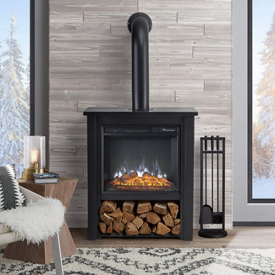 Livingandhome Retro Stove Fireplace Electric Stove 6 Flame Colors  Brightness adjustable with Remote Control 30 Inch | DIY at Bu0026Q