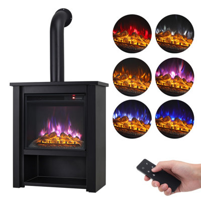 Livingandhome Retro Stove Fireplace Electric Stove 6 Flame Colors  Brightness adjustable with Remote Control 30 Inch | DIY at Bu0026Q