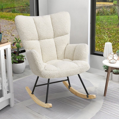 White upholstered rocking online chair