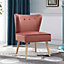 Livingandhome Rose Pink Buttoned Imitation Cashmere Leisure Chair
