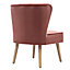 Livingandhome Rose Pink Buttoned Imitation Cashmere Leisure Chair