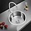 Livingandhome Round Bowl Modern Large Catering Inset Stainless Steel Kitchen Sink W 430mm x H 175mm