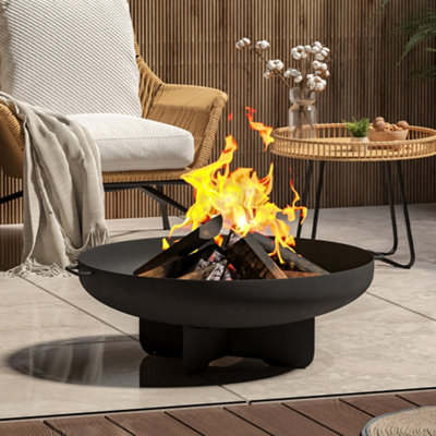 Livingandhome Round Corten Steel Fire Pit Bowl and Stand Outdoor Camping  Heater Log Burner | DIY at Bu0026Q