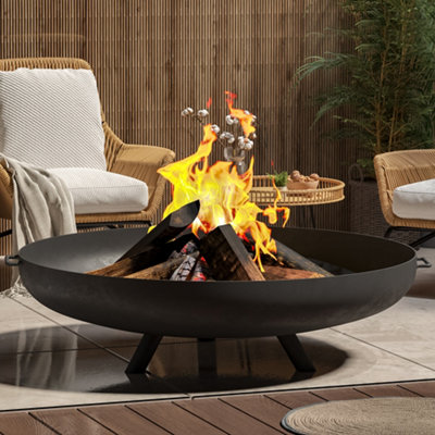 Livingandhome Round Fire Pit Patio Garden Bowl Outdoor Camping Patio