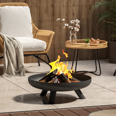 Livingandhome Round Fire Pit Patio Garden Bowl Outdoor Camping Patio Heater  Log Burner, Black 60cm | DIY at Bu0026Q