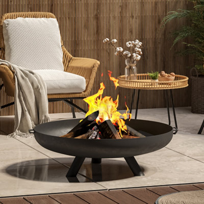 Livingandhome Round Fire Pit Patio Garden Bowl Outdoor Camping Patio