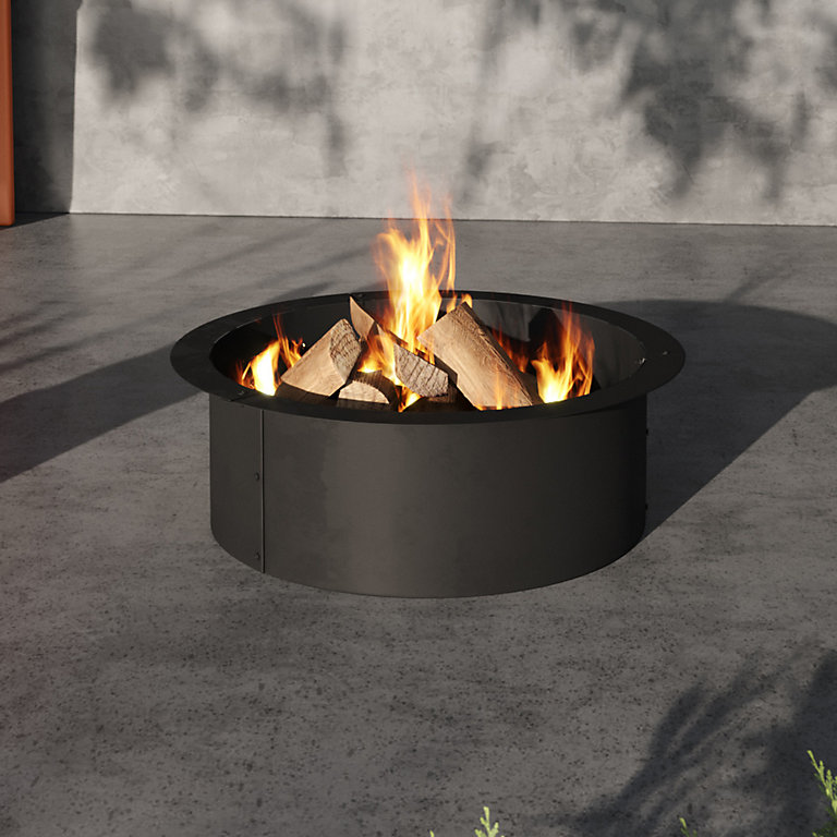 Livingandhome Round Fire Pit Ring, What To Fill Gas Fire Pit With