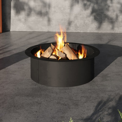 Livingandhome Round Fire Pit Ring Insert 2mm Steel | DIY at Bu0026Q