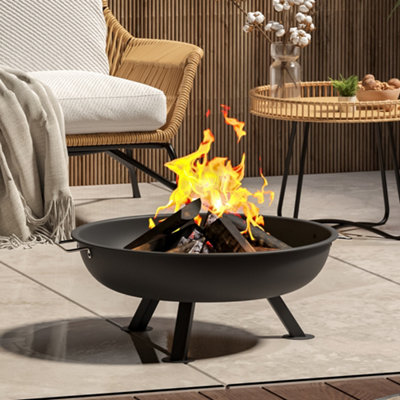 Livingandhome Round Large Wood Burning Outdoor Fire Pit Bowl with Handles  22 Inch | DIY at Bu0026Q