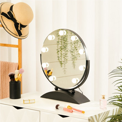Livingandhome Round Rotatable LED Hollywood Vanity Makeup Mirror ...