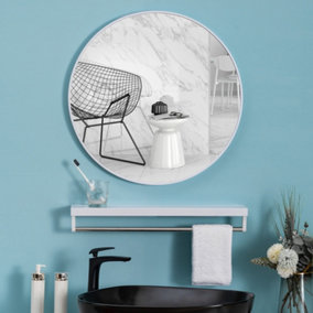 Livingandhome Round Space Aluminum Bathroom Wall Mirror 50cm