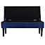 Livingandhome Royal Blue Buttoned Velvet Storage Ottoman Bench with Rubberwood Legs
