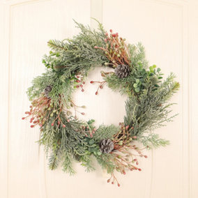 Livingandhome Rustic Green Decorative Wreath Faux Eucalyptus Wreath,400mm
