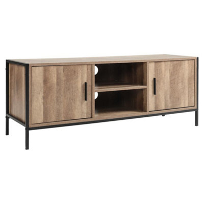 Livingandhome Rustic Metal Frame TV Furniture Stand TV Unit Storage Cabinet