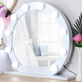 Livingandhome Semicircle Hollywood Makeup Mirror with 10 Dimmable LED Light