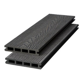 Livingandhome Set of 10 Dark Grey Waterproof WPC Composite Decking Floor Tiles Set with Accessories Kit 5.2 m²