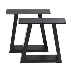 Livingandhome Set of 2 Black Industrial Trapezoid Metal Furniture Leg Table Legs H 90 cm