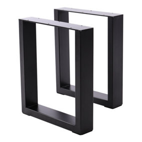 Livingandhome Set of 2 Black Rectangular Metal Furniture Legs Table Legs W 35 cm x H 40 cm