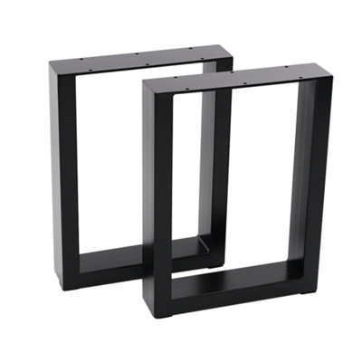 Livingandhome Set of 2 Black Rectangular Metal Table Legs Furniture ...
