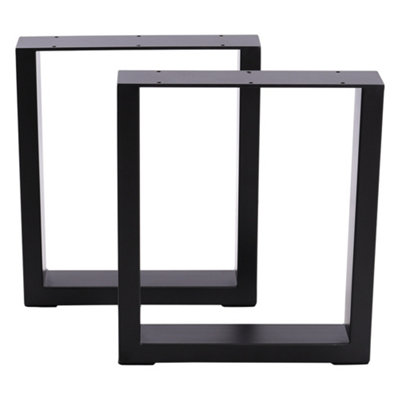 Livingandhome Set of 2 Black Square Metal Furniture Legs Feet Table