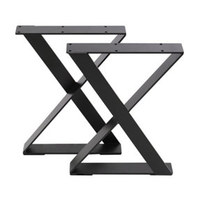 Livingandhome Set of 2 Black X Shape Metal Furniture Legs Table Legs Desk Base Stands 30 cm H