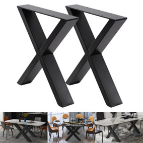 Livingandhome Set of 2 Black X Shaped Metal Furniture Legs Table Legs for DIY Table Bench Cabinet Chair L 50 cm x H 71 cm